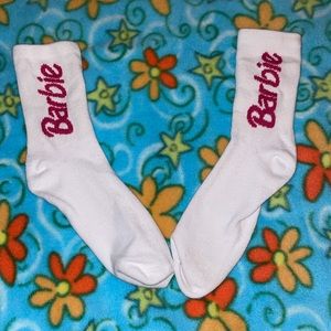 White Barbie print socks